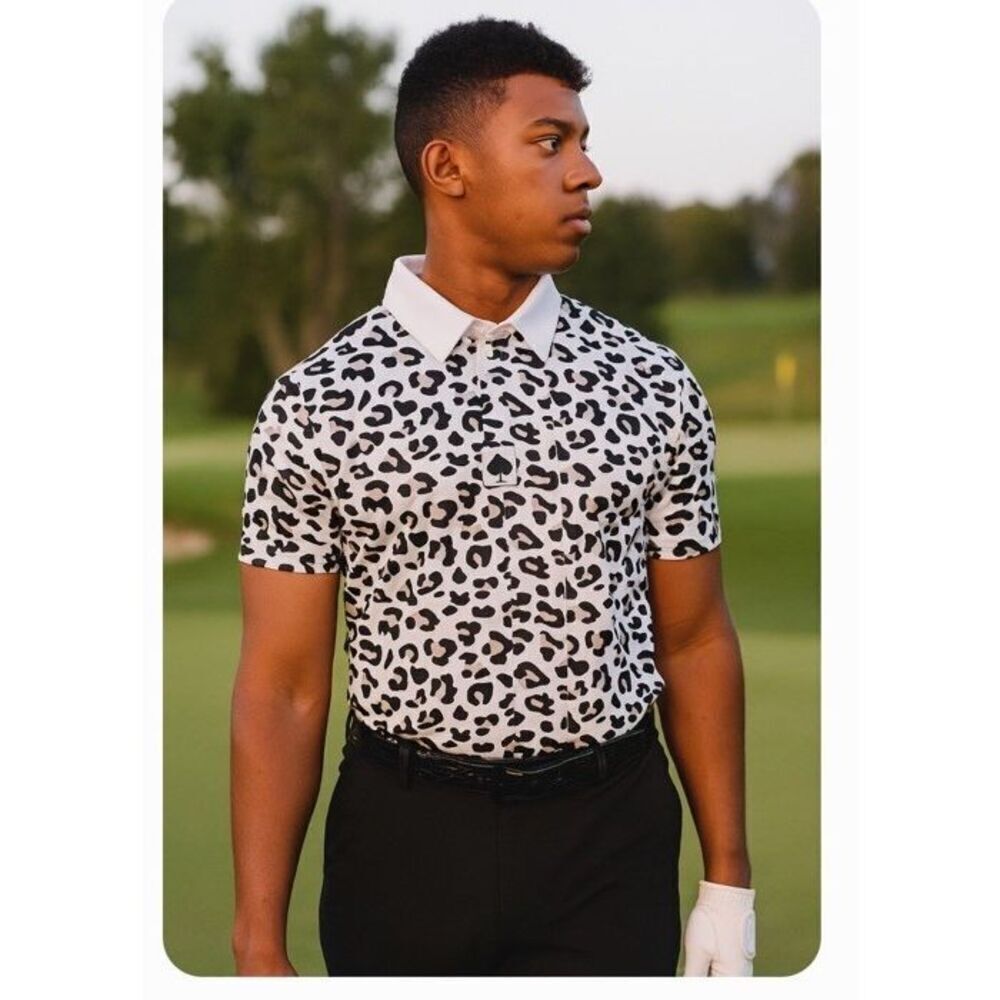 Pins & Aces Men’s Jungle Cat Golf Polo Shirt NEW Tan Leopard Print 3XL